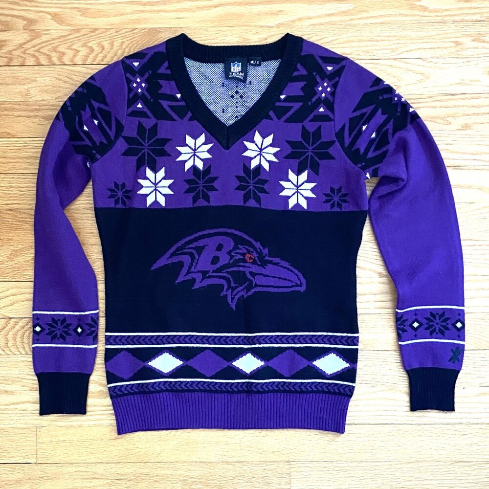 Vintage Baltimore Ravens NFL Apparel Purple Holiday Sweater